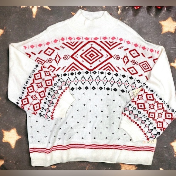 St Johns Bay Womens O size Mock Neck Long Sleeve Ivory Sweater New Knit Top NWT - Picture 6 of 9